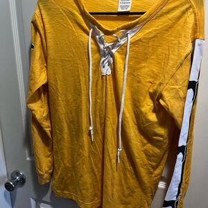 Victoria's Secret Yellow Lace-Up Top Long Sleeve Tshirt Ladies XS